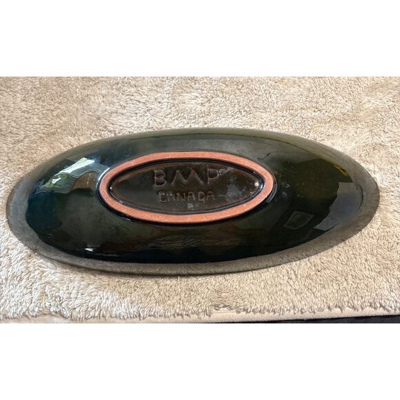 Blue Mountain Pottery Bowl Oval Serving Decorative Canada 14" Green Black MCM - Picture 6 of 7